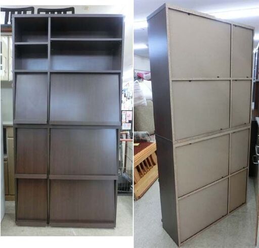 本棚 W92D34H182 ダークブラウン ディスプレイラック 書棚 飾り棚 隠す