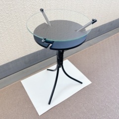 小型コーヒーテーブル　ガラス天板　ブラック