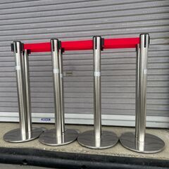 ベルトパーテーション ポールパーテーション 8本セット 赤ベルト...
