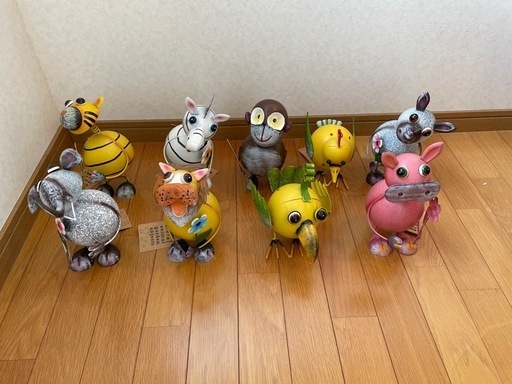 最終値引き【新品・未使用】ブリキ ゆらゆらアニマル ガーデン 置物