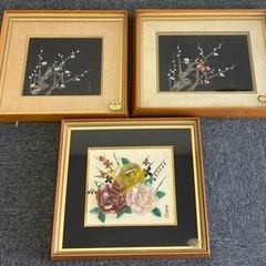 無料！宝石画 貴石画 時計 まとめて３点 額 額装 お引取り限定 美術