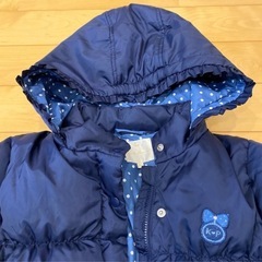 KP ネイビー 女の子　ダウンコート フード付き　130〜140 冬アウターの画像