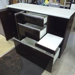 NITORI キッチンカウンター アルミナ2 140CT DBR 幅140cm ダークブラウン ニトリ ミドルレンジボード 食器棚 キッチン収納 レンジボード カウンター 札幌市東区 新道東店 NITORI キッチンカウンター アルミナ2 140CT DBR 幅140cm ダーク