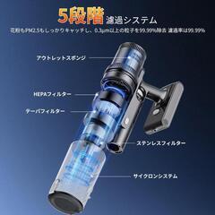 掃除機 コードレス 強力吸引 35000Pa サイクロン 伸縮型 水拭き 着脫式の画像