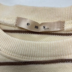 ☆値下げ☆W2504-373 ems excite パフスリーブカットソー レディース ボーダー ベージュ Fサイズ 中古の画像