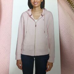 （9）Tommy Hilfiger トミーヒルフィガー フロントジップ パーカー レディース アウター Sサイズ ピンクの画像