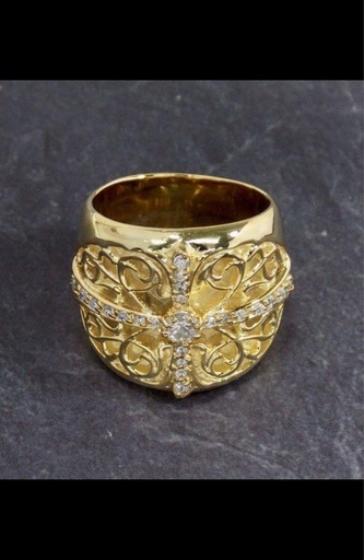 早い者勝ち！クロムハーツクラシックオーバルクロスリング　カスタムパヴェ