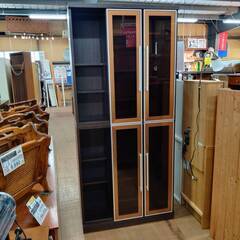 【愛品倶楽部柏店】小島工芸 ガラススライド書棚 BEAM-90H ウェンジの画像