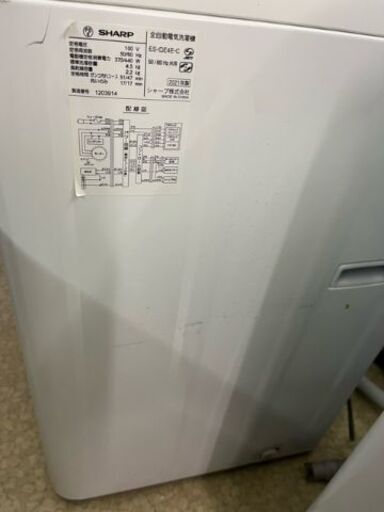 SHARP 全自動電気洗濯機　4.5㎏　2021年製