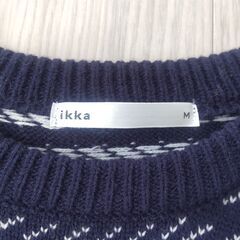 ikka バーズアイニット ネイビー　Mサイズの画像