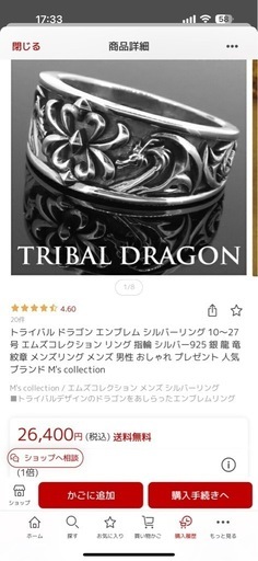 M'scollection トライバルドラゴン　リング14号