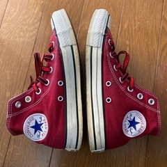 コンバース ★ レディース ハイカット スニーカー 24.5cm  レッド　人気の画像