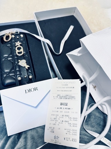 美品ほぼ新品！原価12.7万DiorディオールiPhone X/XSフォンケースA+ランクロゴプレートゴールドLady Diorシリー