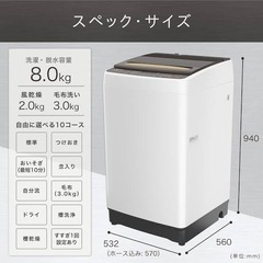 Hisense ハイセンス　洗濯機8kg　HW-DG80A スタ...
