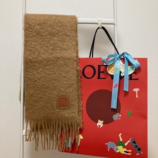 新品 ロエベ セーター モヘア キャメル ストール ブラウン LOEWE ウール