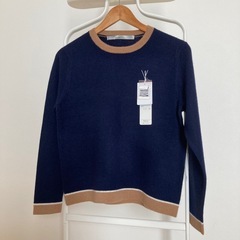 新品　プラチナムメイメイ　メイメイ　セーター　ニット　ネイビー　バイカラー　Mの画像