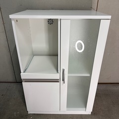 【933】ホワイトガラス扉付きレンジボード