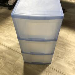【松本市引き取り限定】衣類収納・プラケース３段（青）引き出しタイプ