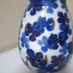 美品！深川製磁 花瓶 金彩 瑠璃葡萄 宮内庁御用達 深川 伊万里焼 有田焼の画像