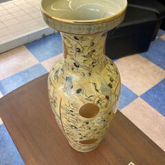 薩摩焼 在銘 栄盛窯 瀧山作 高さ約60cm 金襴手群鶴地紋花鳥細密絵付 大型 花瓶 飾壺 金彩 鶴 花器 花入(検索 古美術 茶道 伝統工芸 骨董品の画像