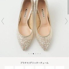 DIANA 25.0cm】 シルバーグリッター パンプス ヒール5cm台