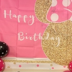 誕生日バックドロップ　背景　ディズニー　ミニーマウス　ガーランド