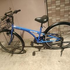 クロスバイク26インチシマノ6段変速大型前カゴ付き少々訳あり自転車　ママチャリの画像