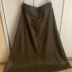 GU フェイクレザー　スカート　ブラウン　膝下丈　Lサイズの画像