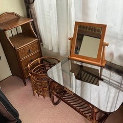 (商談中)竹製　棚　鉢カバー　テーブル　鏡の画像