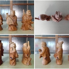 【GO-668】七福神 木彫り 台座付 工芸品 民芸品 置物 縁起物の画像