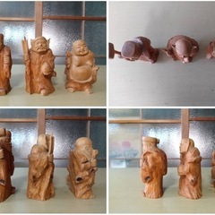 【GO-668】七福神 木彫り 台座付 工芸品 民芸品 置物 縁起物の画像