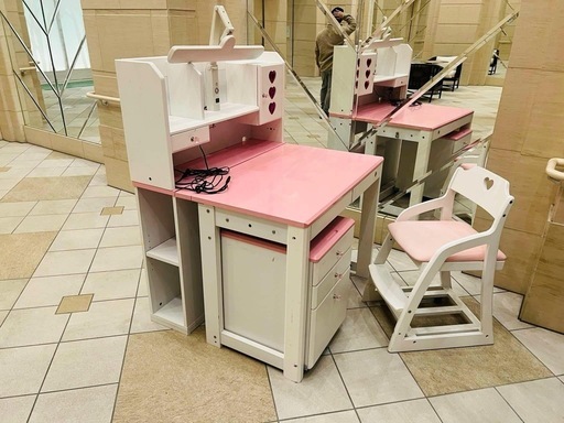 かわいい学習机 引取限定○学習机付属の棚のみ○本棚○白ピンク