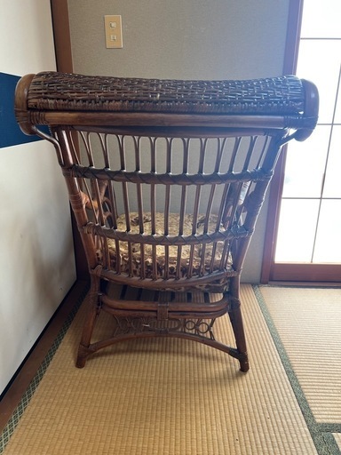 GO-669】KOiZUMi コイズミ シングルソファ ラタン 籐 昭和レトロ