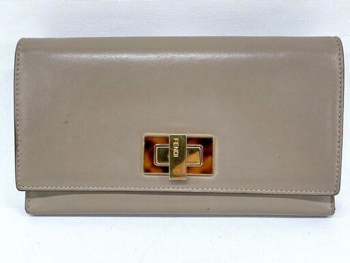 FENDI 8M0308 ピーカブ 長財布 レザー グレージュ べっ甲柄 FENDI 8M0308 ピーカブ 長財布 レザー グレージュ べっ甲柄