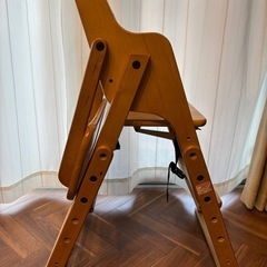 木製ハイチェア   [テーブル＆ベルト付き]　折りたたみ ベビーチェアの画像