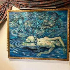 絵画；幻想的な女性像の大判 (167cm × 138cm) アート作品「水の記憶 - Memory of the Waters」／店舗改装・新築建て替えに伴い、装飾品・備品・家具を譲渡いたしますの画像