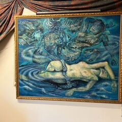 絵画；幻想的な女性像の大判 (167cm × 138cm) アート作品「水の記憶 - Memory of the Waters」／店舗改装・新築建て替えに伴い、装飾品・備品・家具を譲渡いたしますの画像