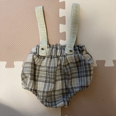 チェック柄　サロペットかぼちゃパンツ　70cm