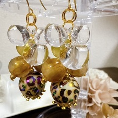 ヒョウ柄♡ハンドメイドピアス