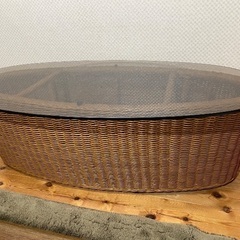 ラタン　ガラステーブル　値下げ交渉可能ですの画像