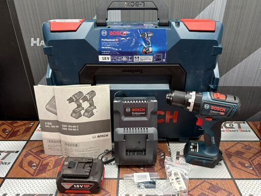 値下げしました！【未使用開封品】ボッシュ BOSCH GSB18V-90C コードレス振動ドライバードリル 震動ドライバ バッテリ×1・充電器付き ※ケース留め具片側破損有り
