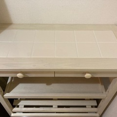 【取引終了】キッチンワゴン　木製　北欧風　ホワイトウォッシュの画像