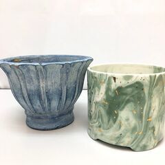 stp-3128　植木鉢＆鉢カバー　5点セット　陶器製　プランター　ポット　観葉植物　インテリア　ブルー　グリーン　グレー　シルバー　ガーデニング　陶器鉢の画像