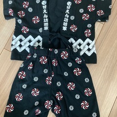 甘えん坊 甚平 黒地 キャンディ柄 90cmの画像