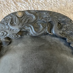 端渓硯 大 龍彫刻 硯 中国 水巌 龍紋 老坑