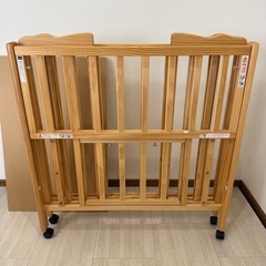 美品！大和屋 パタン 折りたたみ ミニベビーベッド ナチュラル