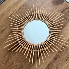 ラタン鏡　　壁掛け鏡