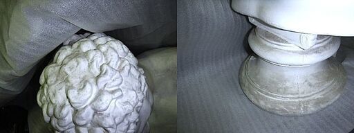 M0003 石膏 ヘルメス 像 上半身 胸像 汚れ/ヒビ/割れ傷み大 M0003 石膏 ヘルメス 像 上半身 胸像 汚れ/ヒビ/割れ傷み大