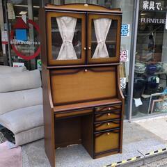 ★新入荷 ライティングデスク 昭和レトロ デスク+上棚一体型 学...