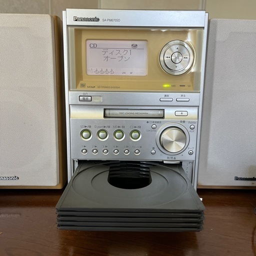 【5/20のみ¥6800→5,000円】希少！！CD、MD、テープ、SDカード、ラジオの機能が付いた希少なミニコンポ Panasonic SA-PM670SD